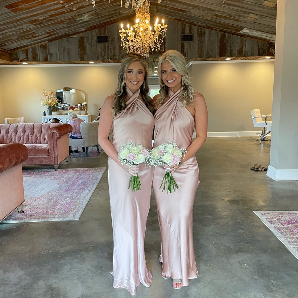 Show Me Your Mumu Jasmine Halter Backless Gown Rose Gold S